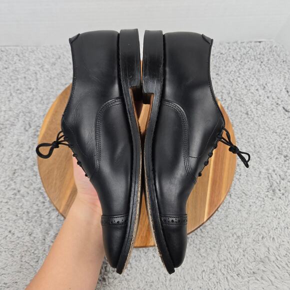 Allen Edmonds Mens 8.5D Fifth Avenue Black Cap Toe Brogue Oxford Dress Shoe - Picture 7 of 13